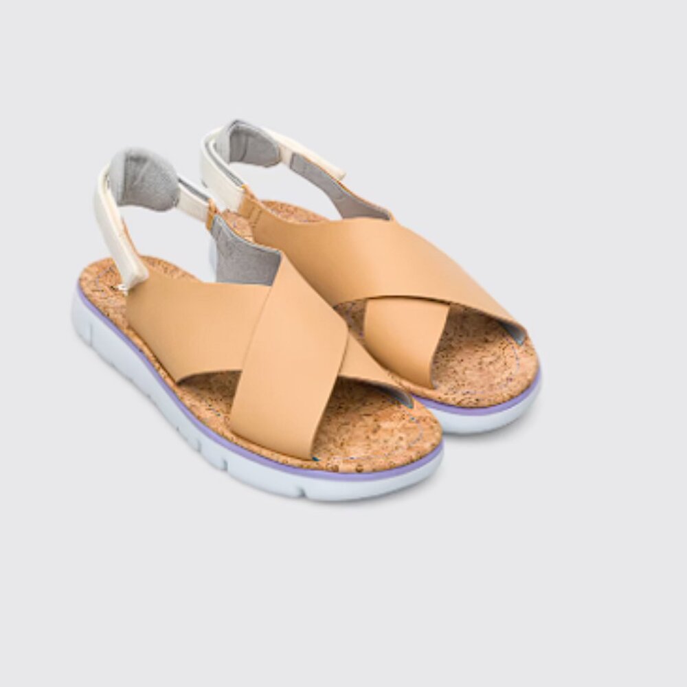 Camper Tan and White Sandals